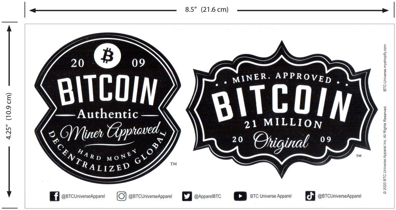 BTC Bitcoin Universe Original Sticker 3 Sheets Set