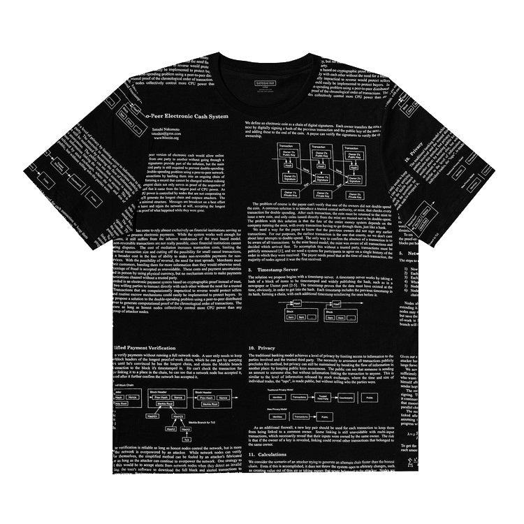Satoshi Ink Blackpaper Crew Neck T-Shirt Limited Edition for Collectors - Black