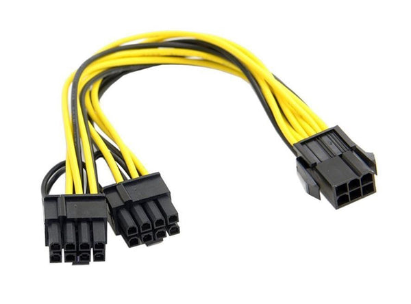 PCI-E 6pin (6-pin) to Dual 8pin (6 + 2) Y-Splitter تمديد كابل لبطاقة الفيديو 20 سم