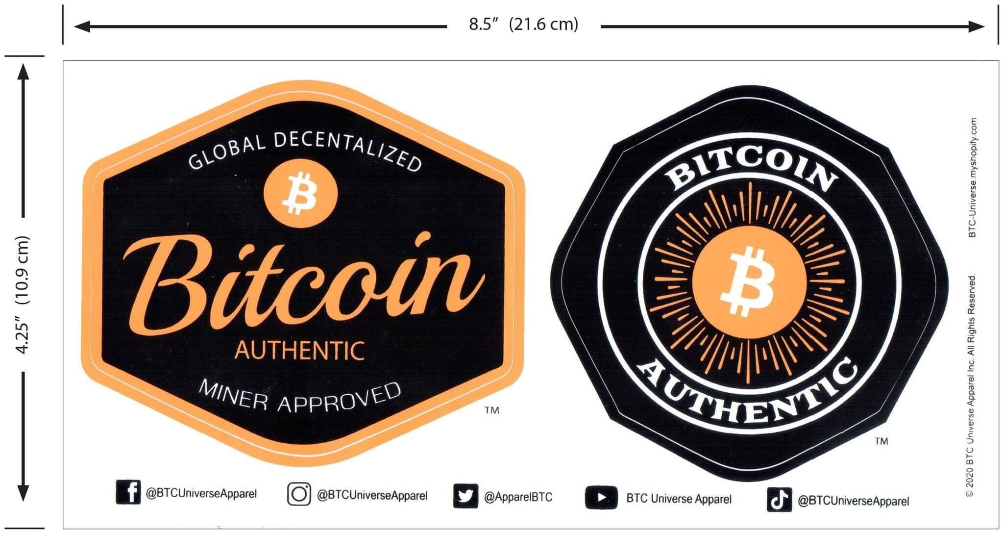 مجموعة ملصقات BTC Bitcoin Universe الأصلية المكونة من 3 أوراق