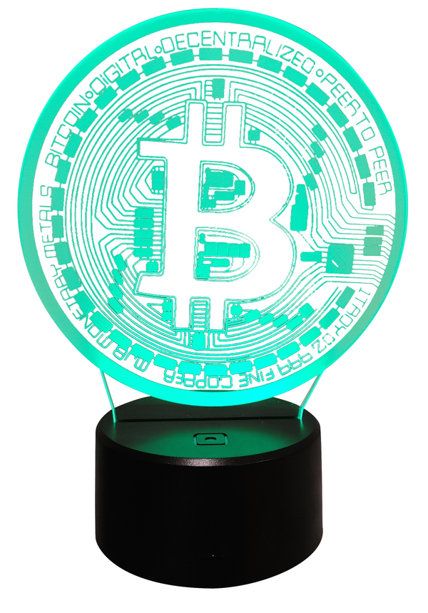 Bitcoin Merch® - مصباح Bitcoin USB 3D LED Night Light 7 ألوان لتزيين المكتب