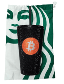 Black Swarovski Crystals Bitcoin Starbucks Cup 16oz with straw and bag