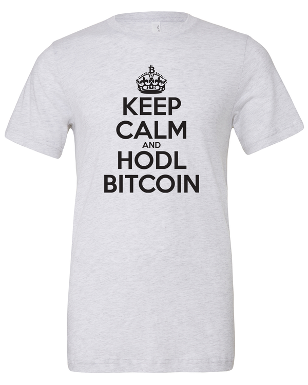 Bitcoinmerch.com - تي شيرت Keep Calm and HODL Bitcoin الأبيض