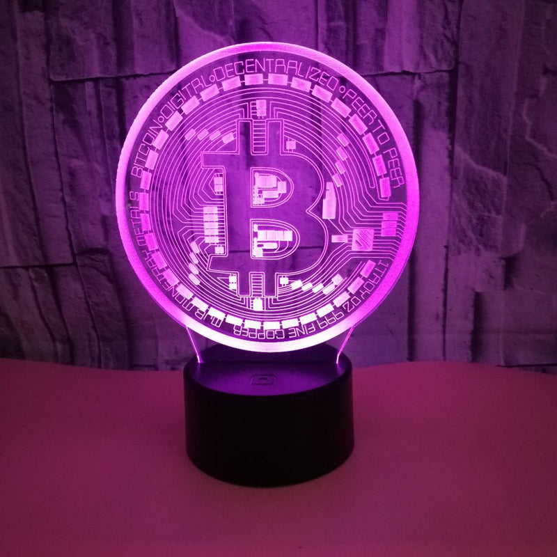 Bitcoin Merch® - مصباح Bitcoin USB 3D LED Night Light 7 ألوان لتزيين المكتب