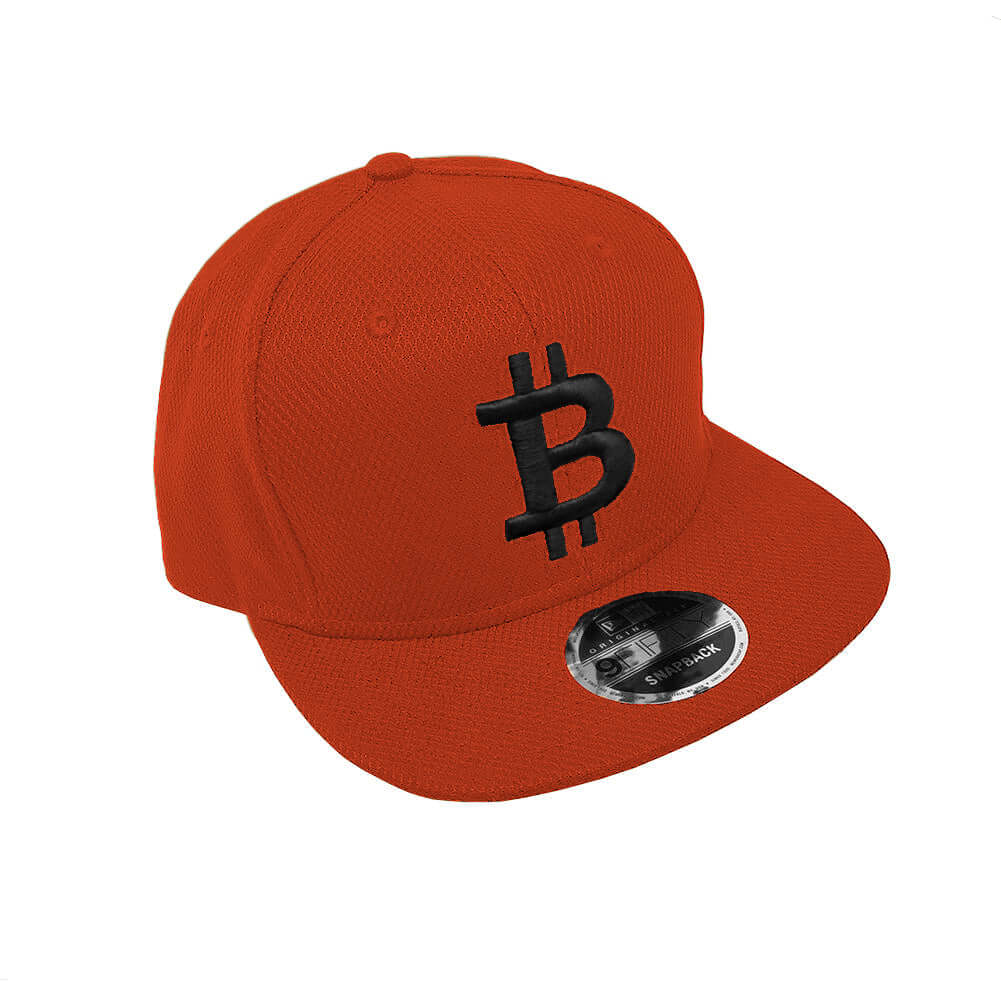 Bitcoin Flat Bill Snapback Moisture Wicking Hat 3D Puffed Symbol - Different Colors