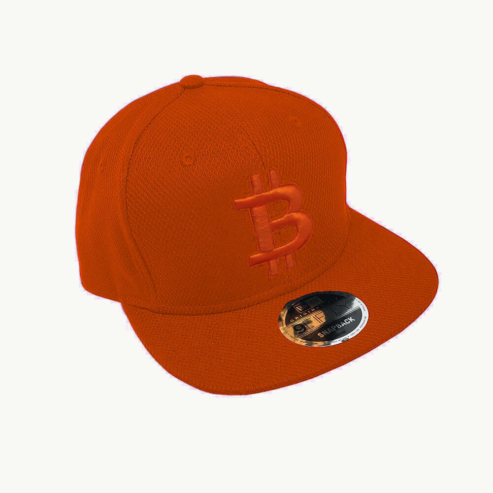 Bitcoin Flat Bill Snapback Moisture Wicking Hat 3D Puffed Symbol - Different Colors