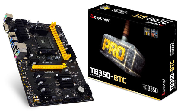 BIOSTAR TB350-BTC AM4 AMD B350 SATA 6 جيجابت / ثانية USB 3.1 ATX AMD اللوحة الأم
