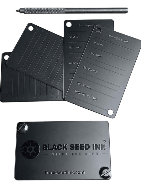BLACK SEED INK Cryptocurrency Seed Key Phrase Backup