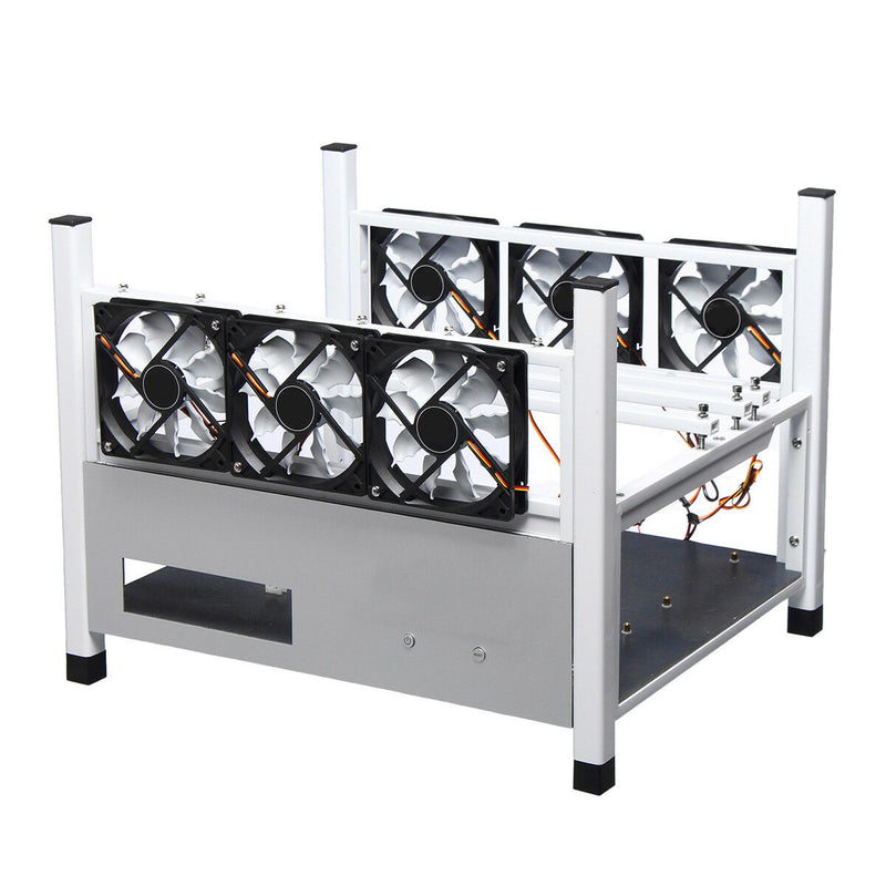 Simple Crypto Coin Open Air Mining Frame Rig Case 6 GPU's ETH BTC Ethereum + 6 Fans