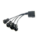 12V Molex To 4 Way 3 Pin Computer Power Multi Fan Splitter Adapter Cable BK