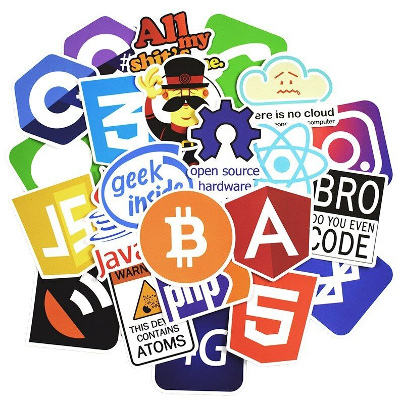 50 Pcs Cool Stickers Internet Bitcoin Programming Language Stickers