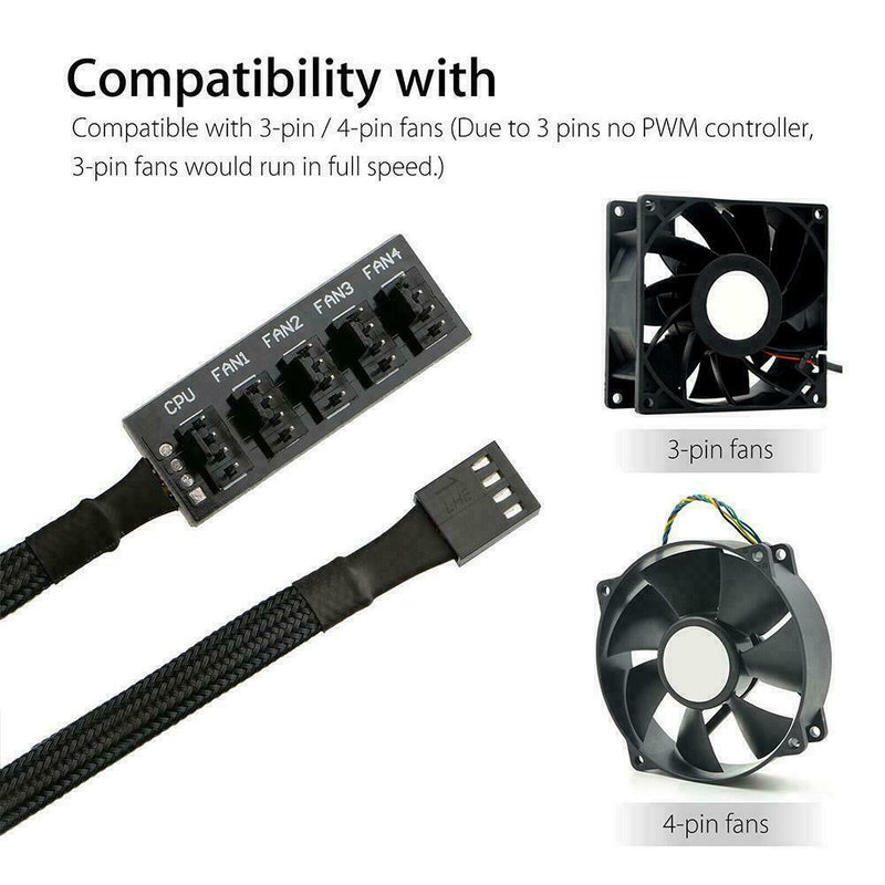Cooler Fan Pc CPU Power 1 Female to 5 Male 4 Pin Socket Splitter Hub Fan P4P9