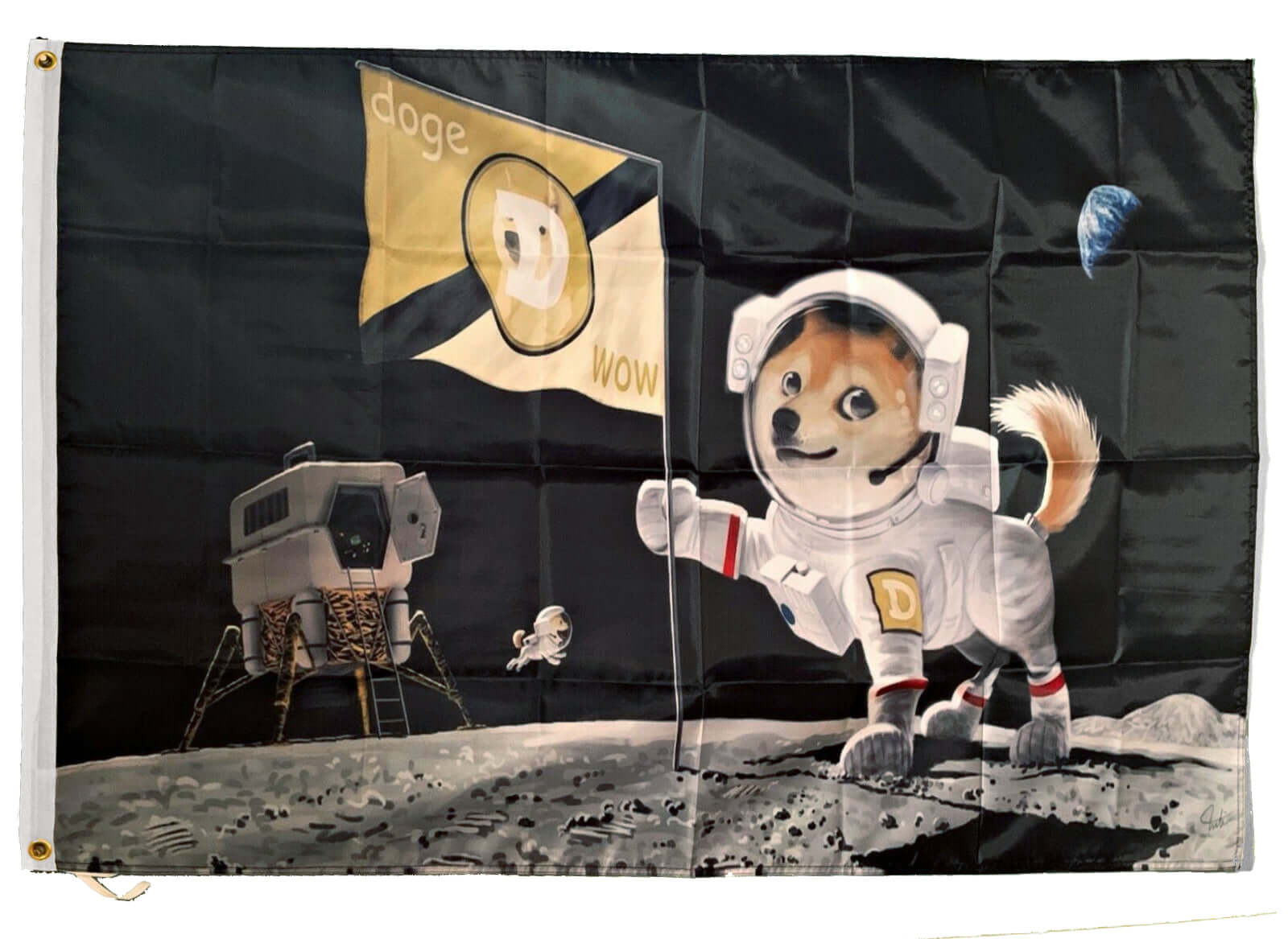 Flag Banner Poster Sign DOGE Moon Landing Space 3'x5' 36
