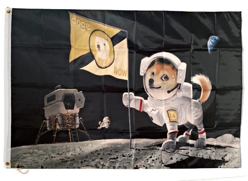 Flag Banner Poster Sign DOGE Moon Landing Space 3'x5' 36"x60"
