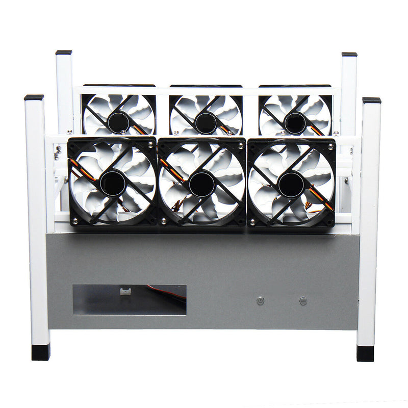 Simple Crypto Coin Open Air Mining Frame Rig Case 6 GPU's ETH BTC Ethereum + 6 Fans