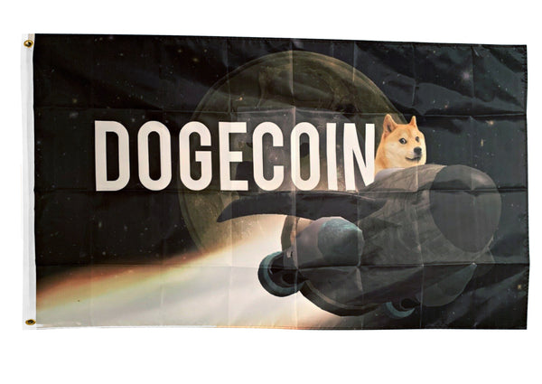 العلم راية ملصق تسجيل Dogecoin Spaceship 3'x5 '36x60