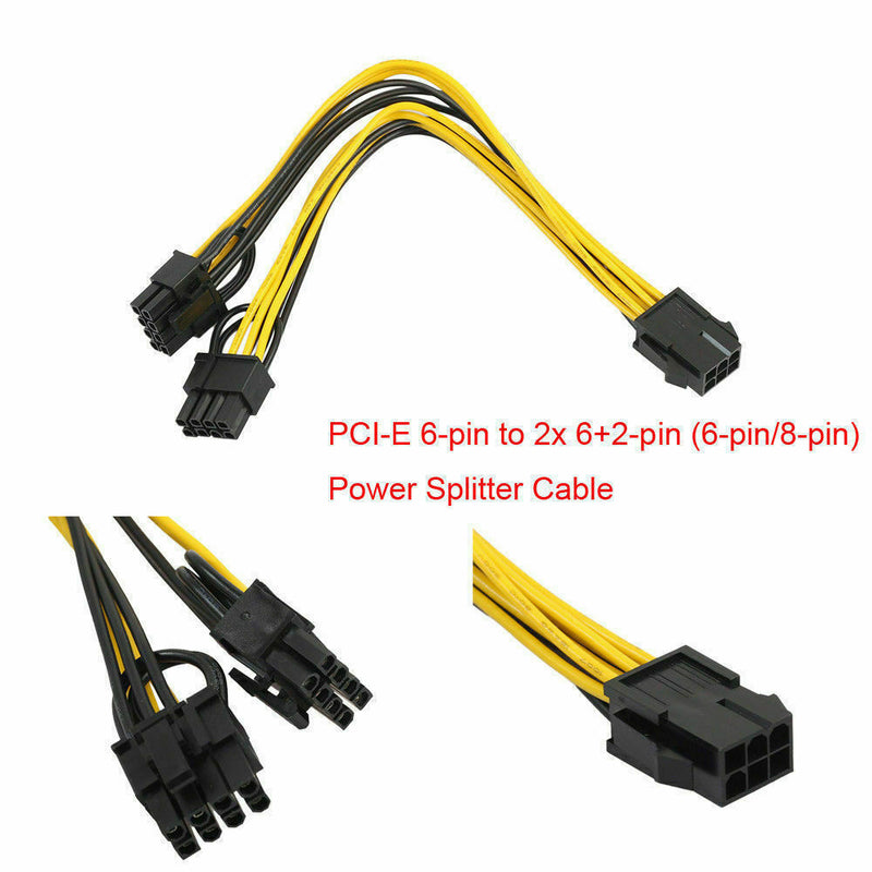 Dual 15Pin SATA Male To PCI-E 8Pin 6+2P Male Video Card Power Cable Adapter