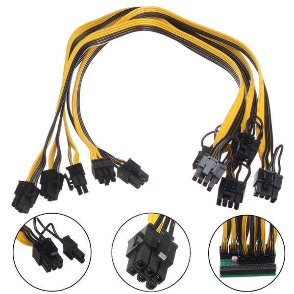 6pin to Dual 8pin (6 + 2pin) VGA PCIE Splitter Cable (5 Cables)