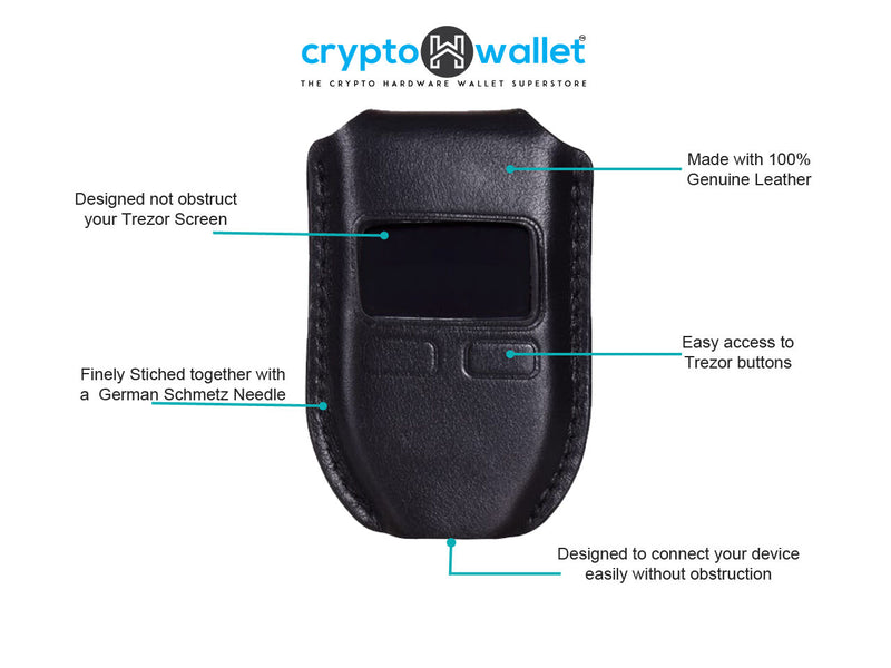 Protective Leather Case for Trezor Hardware Wallet (Case ONLY) - Black