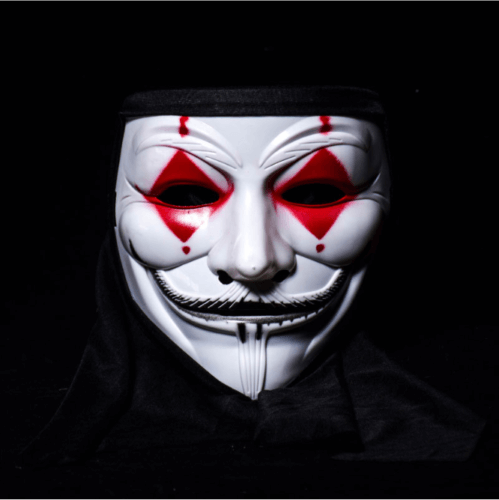 قناع قرصنة Coplay Hacker V من مجهول لحفلة عيد الميلاد والهالوين V FOR VENDETTA